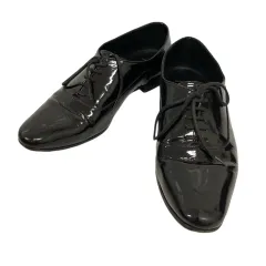 サンローラン パリ SAINT LAURENT PARIS ローファー ドレスシューズ エナメル レースアップ 無地 37 1/2 黒 ブラックのサムネイル