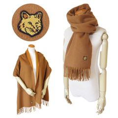 メゾンキツネ マフラー ストール スカーフ LW06201WA0018 M794 フォックス ヘッド パッチ ウール ゴールデンブラウン MAISON KITSUNE