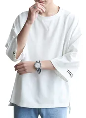 XL_#655：ホワイト [foveitaa] 夏服 メンズ 七分袖 tシャツ 半袖 無地 カットソー 柔らかい おしゃれ 軽い カジュアル スポーツ シンプル 快適 オールシーズン white XL