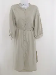 ◇ w closet ダブルクローゼット バンドカラー サイドスリット 長袖 シャツ ワンピース ベージュ レディース  【中古】 【1206130010837】のサムネイル