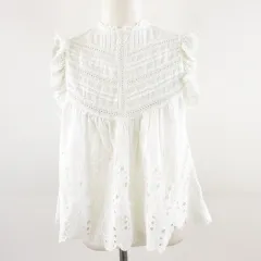 ザラウーマン ZARA WOMAN ノースリーブカットソー レース 白 XS *A810