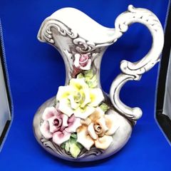 カポディモンテ イタリア製 花瓶 フラワーベース 陶器 陶花 直径約19cm