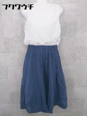 ◇ Simplicite シンプリシテェ ノースリーブ 膝下丈 ワンピース ホワイト ブルー系 レディース 【中古】 【1002800714513】