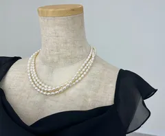 【 未使用 美品　淡水パール　３連チョーカー ネックレス① 】