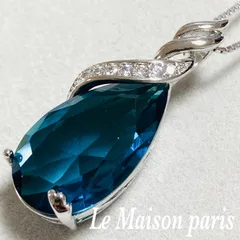 レディース ネックレス ブルートパーズ ダイヤ cz 雫 ブルー 藍色