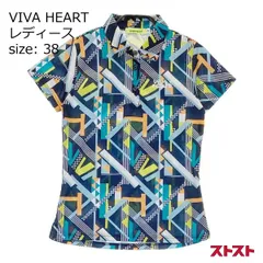 VIVA HEART ビバハート 半袖ポロシャツ 総柄 ネイビー系 38 [240101143583]#