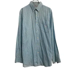 CHAPS 長袖 ストライプシャツ チャップス L ブルー ボタンダウン ポケット 古着卸 アメリカ仕入 a612-7473