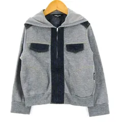 コムサイズム 裏毛 スウェットパーカー デニム ジップジャケット キッズ 男の子用 110Aサイズ 紺グレー COMME CA ISM 【中古】