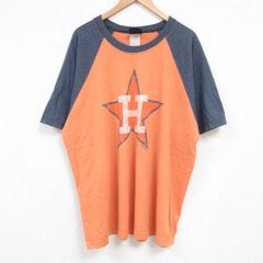 XL/古着 半袖 ビンテージ Tシャツ メンズ 00s MLB ヒューストンアストロズ 大きいサイズ ツートンカラー ラグラン クルーネック オレンジ他
