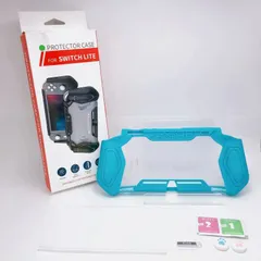 SwitchLite用プロテクターケース　【フィルム付き】　ブルー・青　カバー　保護フィルムセット　グリップ　握りやすい　ゲーム機　便利　シンプルデザイン　男性　女性　メンズ　レディース　男女兼用　スイッチライト　SwitchLite　ガード