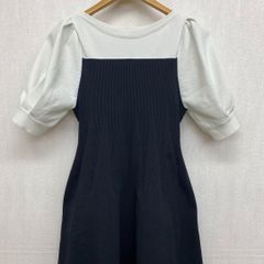 セルフォード ホールガーメント パフスリーブ半袖ワンピース 白黒 38