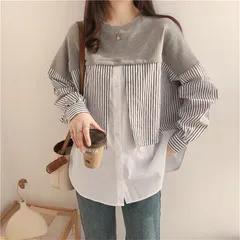 ドッキング ニットブラウス レイヤードニットソー