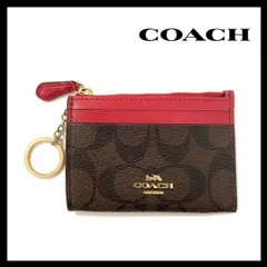 【COACH】シグネチャー パスケース レッド/赤 ブラウン/茶 定期入れ コインケース コーチ (SER-4319)
