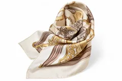 エルメス 未使用 スカーフ HERMES カレ90 シルクツイル ETRIERS ホワイト/ベージュ/マロン【中古】