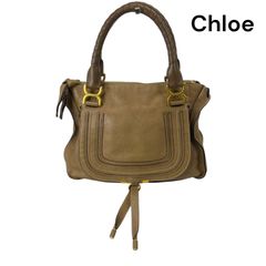 ●美品　クロエ　Chloe マーシー　レザー　ハンド、トート　バッグ　カバン　ブラウン　レディース　5D545
