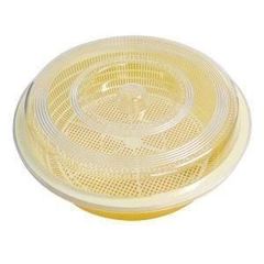 〔まとめ〕 水切りざる 直径32cm L マンゴーイエロー 3個セット 食材用 オルディ シクラメン 蓋付 水切りセット 調理器具