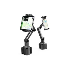 【令和7年新登場】TOPGO 車載タブレットカップホルダー ドリンクホルダー 伸縮アーム iPad 車用スタンド スイッチ固定 360度回転 取り付け簡単 安定して揺れない 15?29センチのタブレットやスマートフォンに対応 0のサムネイル