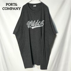 【PORT&COMPANY】ワイルドキャッツ Wildcats プリントロゴ　オーバーサイズ　半袖Tシャツ　チャコールグレー　2XLサイズ相当　US古着 USA輸入