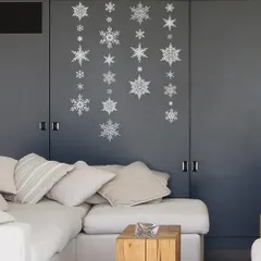 【即納】ウォールステッカー 雪花 シルバー 58170 雪 クリスマス 冬