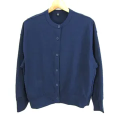 ユニクロ UVカットリラックスカーディガン トップス 長袖 クルーネック レディース Mサイズ ネイビー UNIQLO 【中古】