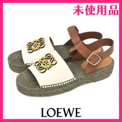 お買い得！！★ロエベ SOLE ウェッジエスパドリーユサンダル★ ペタル エスパドリーユ サンダル レザー ブラウン ウェッジ