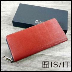新品 定価15,400円 IS/IT イズイット 長財布 ワイン ラウンドジップ 牛革製 メンズ 箱付き