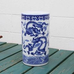 傘立て 龍 陶器 アンブレラスタンド 丸形 シノワズリ