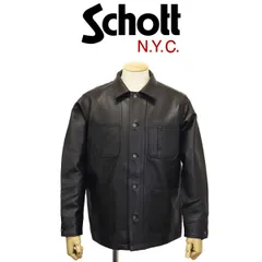 Schott (ショット) 3950079 LAMB LEATHER COVERALL JACKET ラムレザー カバーオール ジャケット 10(09)BLACK M