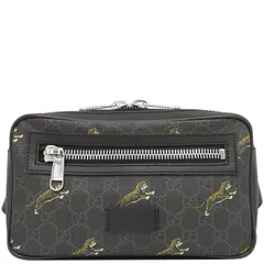 グッチ GUCCI ボディバッグ ソフト GGスプリーム ベルトバッグ GGスプリームキャンバス ブラック シルバー金具 タイガー 黒 ウエストバッグ  474293【中古】のサムネイル