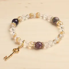 アメジスト×ロードナイト×レピドライト パワーストーンブレスレット