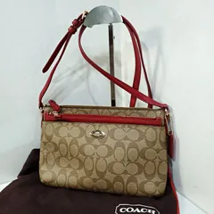 【美品】 コーチ COACH シグネチャー ポーチ付き ショルダーバッグ クロスボディ ブラウン PVC レザー 3215234e20250919