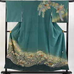 ゆかり✾ｍ2153＊新品 正絹 高級ちりめん 辻が花 手縫い仕立て 訪問着 美品♡仕立て上がり 正絹 ちりめん 手縫い 辻が花 訪問着 結婚式