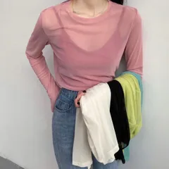 シースルー シフォン シアートップス 透け感 ホワイト ピンク