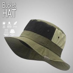 【UVカット・撥水】バケットハット ハット 帽子 メンズ レディース UVカット 撥水 NEK バイカラー 軽量 通気性 おしゃれ 7986986 (オリーブ)