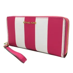 マイケルコース 長財布 Michael Kors ストライプ プリント ストラップ付 35S4GTVE7R ELCTRPNK MLT アウトレット レディース