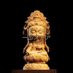 木製仏像彫刻 牧田善春題名「秋桜」木彫り東洋美術仏教仏様観音