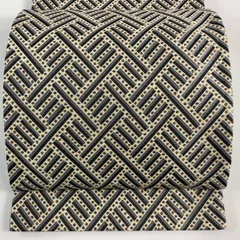 【美品】 袋帯 秀品 斜縞 幾何学模様 クリーム 六通 正絹 【中古】