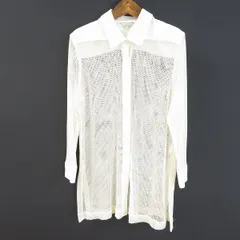 #a レリアン Leilian シャツ ブラウス 9 長袖 白 メッシュ シースルー 9号 日本製 レディース 926147 k01