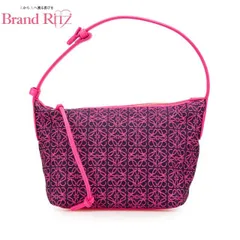    中古 ロエベ バッグ アナグラム キュービィバッグ スモール ハンドバッグ ネオンピンク ABランク レザー ジャガード レディース LOEWE 【送料無料】【西神店】