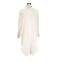 ☆ ホワイト ☆ 2XLサイズ ☆ ブラウス リネンヘンリーネック ggblouse03 ブラウス リネン 長袖 レディース シャツ ロングシャツ 重ね着 羽織 羽織り 着回し コットン 前開き 膝上 無地 エレガント シンプル カジュアル 大人 かわいい