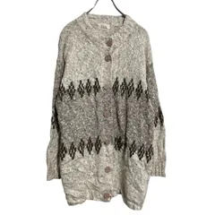 Flash コットンニット セーター カーディガン レディース S グレージュ アイボリー ブラウン ミックス糸 古着卸 アメリカ仕入 a702-5911