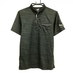 【超美品】プーマ 半袖ポロシャツ 杢黒 胸ポケット ボタンダウン  メンズ S ゴルフウェア PUMA