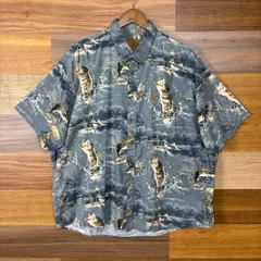 90s NORTH RIVER ブラックバス 総柄 半袖 シャツ サイズ メンズ XXL 90年代 古着 r25052731【半袖シャツ】