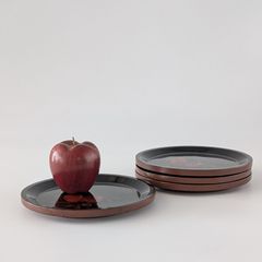 【送料無料】　4枚セット　漆　漆器　菓子皿　ディスプレイ　撮影小物　小道具　日本製　時代物　年代物　アンティーク　古道具