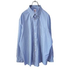 Brooks Brothers ブルックスブラザーズ 長袖ストライプ ボタンダウンシャツ ライトブルー ホワイト メンズ XLサイズ相当