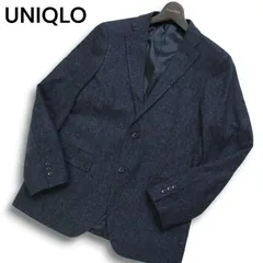 UNIQLO ユニクロ 秋冬★ ウール ブレンド ツイード ヘリンボーン テーラード ジャケット Sz.M　メンズ グレー