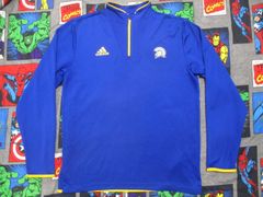 adidas ハーフジップ プルオーバートップス XL 青×黄 USAアディダス古着 ジャージ