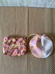和風小物　ハンドメイド　和柄マルチケース&ミニ巾着セット