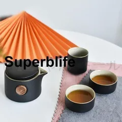 【新品未使用】 【茶器/茶道具】蓋付茶器 急須 セット 収納バッグ付き 携帯式 軽量 旅行 アウトドア先 便利 ギフト 茶具セット 茶道 工夫