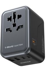 ★【70W 急速充電】MOMAX 変換プラグ PD 70W GaN 急速充電 海外旅行用電源変換プラグ 6台同時充電 3*USB-C PD & 2*USB-A QC &1*ACコンセント 海外用コンセント C/BF/O/Aタイプ マルチ変換プラグ 全世界対応のサムネイル